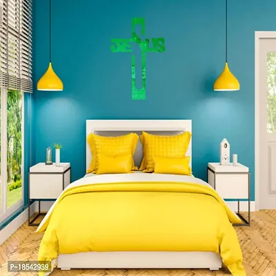 Spectro Jesus Cross (Pack of 1), Mirror Stickers for Wall, Acrylic Mirror Wall Decor Sticker, Wall Mirror Stickers, Acrylic Stickers, Wall Stickers for Hall Room, Bed Room, Kitchen. Color : Green-thumb4