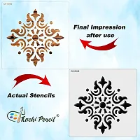 Kachi Pencil Floral Round Design Art and Craft Stencils for Painting, Size 6x6 inch Reusable Stencil for Painting, Fabric, Glass, Wall Painting, and Craft Painting-thumb3