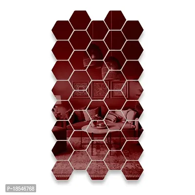 Spectro 40 Hexagon Mirror Wall Stickers, Mirror Stickers for Wall with 10 Butterflies Color : Copper