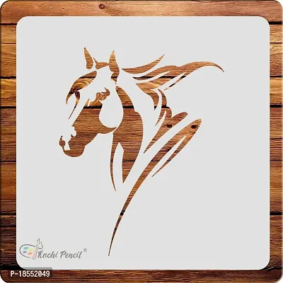 Kachi Pencil Horse Art and Craft Stencils for Painting, Size 6 x 6 inch Reusable Stencil for Painting, Fabric, Glass, Wall Painting, and Craft Painting, Kids DIY Project
