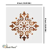 Kachi Pencil Floral Round Design Art and Craft Stencils for Painting, Size 6x6 inch Reusable Stencil for Painting, Fabric, Glass, Wall Painting, and Craft Painting-thumb4