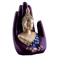 DEQUERA? gt; Handcrafted Palm Buddha Polyresin Showpiece for Home Decor, Diwali Gifts, Office, Study Table ((Maroon)-thumb2