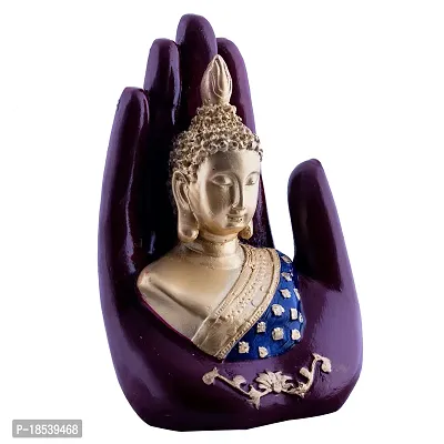 DEQUERA? gt; Handcrafted Palm Buddha Polyresin Showpiece for Home Decor, Diwali Gifts, Office, Study Table ((Maroon)-thumb3