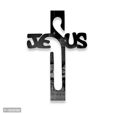 Spectro Jesus Cross (Pack of 1), Mirror Stickers for Wall, Acrylic Mirror Wall Decor Sticker, Wall Mirror Stickers, Acrylic Stickers, Wall Stickers for Hall Room, Bed Room, Kitchen. Color : Black