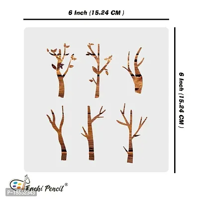 Kachi Pencil Tree Branches Stencils for Art, Craft and Painting, Size 6 x 6 inch Reusable Stencil for Painting, Fabric, Glass, Wall Painting, and Craft Painting-thumb5