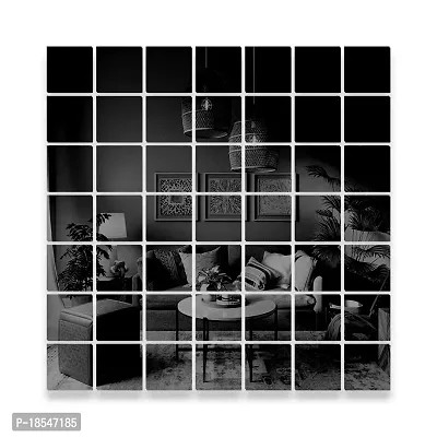 Spectro Big Square 50 (Each Piece Size 10 cm), Mirror Stickers for Wall, 3D Acrylic Mirror Wall Stickers for Home  Office, Bedroom, Living Room, Wall, Ceiling, Color : Black