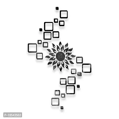 Spectro Acrylic Sun with 24 Square 3D Mirror Wall Stickers (Sun Size 45 cm x 45 cm) Color : Black-thumb0