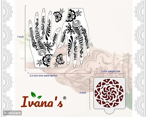 Ivana's Set of 20 Pcs Combo Pack, Reusable Mehandi Design Sticker Stencils for Both Hand | Mehandi Design Stickers | Quick and Easy to Use, for Girls, Women, Kids  Teen, D-2115-thumb5