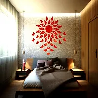 Spectro Sun with 20 Butterfly (Sun Size 45 cm x 45 cm), Mirror Stickers for Wall, 3D Acrylic Mirror Wall Stickers for Home  Office, Bedroom, Living Room, Wall, Ceiling. Color : Orange-thumb2