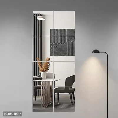 Spectro Mirror Tiles Mirror Wall Stickers (Non Glass),Thick Self Adhesive Acrylic Mirror Sheets,Wall Mirror Stickers (6.3'' x 8.3'' x 0.01'' - 4 PCS)-thumb3