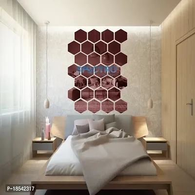 Spectro Mirror Stickers for Wall, Hexagon Mirror Wall Stickers, Acrylic Mirror Wall Sticker, Hexagonal Mirror Wall Sticker, Wall Mirror Stickers. Pack of 28-thumb3
