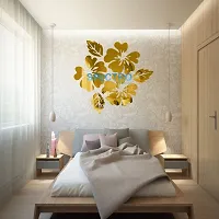 Spectro Flower  Leaf (Pack of 6), Mirror Stickers for Wall, Acrylic Mirror Wall Decor Sticker, 3D Wall Mirror Stickers, Wall Stickers for Hall Room, Bed Room, Kitchen. Color : Golden-thumb3