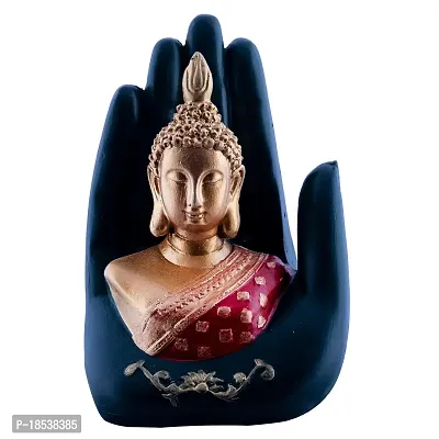 IVANA'S Craft Handcrafted Palm Buddha || Made by Poly Resin || Showpiece for Home D?cor || Diwali Gifts | Office | Study Table | Color - Red and Golden with Deep Green Hand