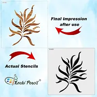 Kachi Pencil Leaf Art and Craft Stencils for Painting, Size 6 x 6 inch Reusable Stencil for Painting, Fabric, Glass, Wall Painting, and Craft Painting-thumb3