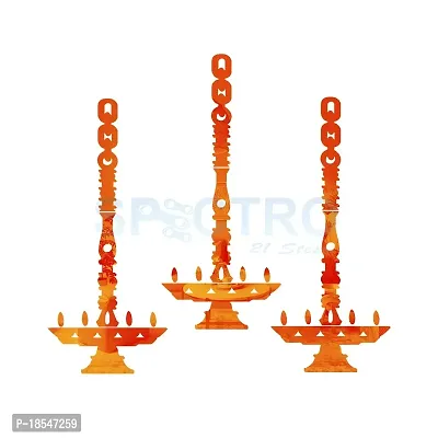 Spectro 3 Hanging Diya, Mirror Stickers for Wall, Acrylic Mirror Wall Decor Sticker, 3D Wall Mirror Stickers, Wall Stickers for Hall Room, Bed Room, Kitchen. Color : Orange