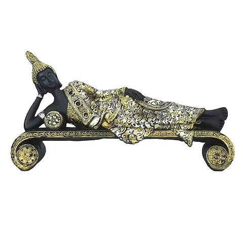 DEQUERA Resting Buddha Polyresin Statue Lord Buddha Statue for Home Decoration | Sleeping Buddha Figurine |Home Decor Color : (Golden)