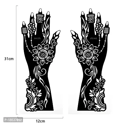 IVANA'S Premium Collection Large Heena Mehandi Tatto Stencil Set for Full Hand Arabian Design | Arabian Collection | Body Art | Heena Temporary Tatto for Girls  Women - (FD-16)-thumb2