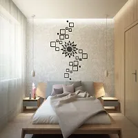 Spectro Acrylic Sun with 24 Square 3D Mirror Wall Stickers (Sun Size 45 cm x 45 cm) Color : Black-thumb2