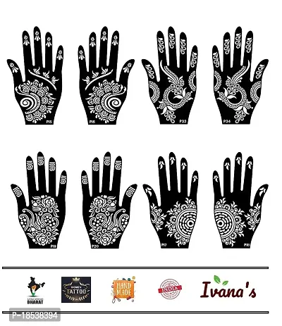 IVANA'S Heena Mehandi Tatto Stencil Set for | Hand | Body | Fingure | Face | Heena Art Temporary Tatto for Kids, Girls  Women, Design - NIV-329, Black, M