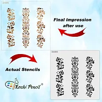 Kachi Pencil Floral Border New Design Set of 3 Craft Stencil for Art and Painting, Size 6x6 inch Reusable Stencil for Painting, Fabric, Glass, Wall Painting, and Craft Painting-thumb3