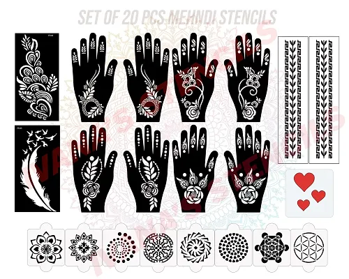 Buy Apcute Mehandi Stencil Design sticker Set of - 4 Piece | Mehndi Design  Stencil for hands | Henna Tattoo Stencils for Women and Girls | Design No -  APCUTE-S-H49-50 Online at