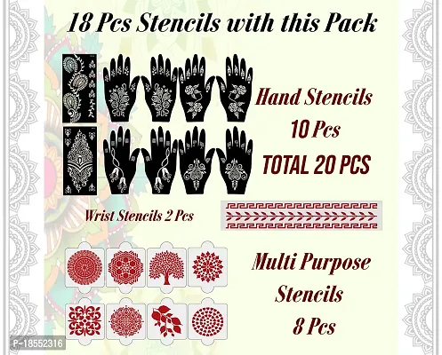 Ivana's Set of 20 Pcs Combo Pack, Reusable Mehandi Design Sticker Stencils for Both Hand | Mendhi Stencil Bridal | Quick and Easy to Use, for Girls, Women, Kids  Teen, D-2226-thumb4