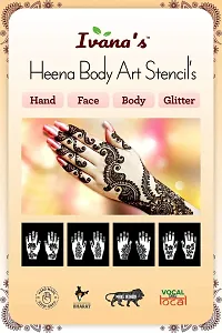 IVANA'S Heena Mehandi Tatto Stencil Set for | Hand | Body | Fingure | Face | Heena Art Temporary Tatto for Kids, Girls  Women, Design - IVUS-01, Black, M (C-IVUS-01)-thumb2