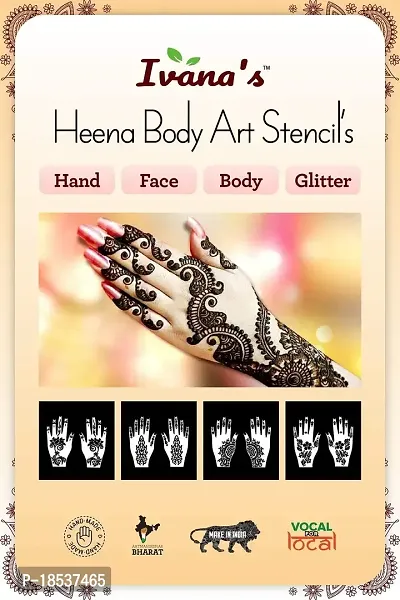 IVANA'S Heena Mehandi Tatto Stencil Set for | Hand | Body | Fingure | Face | Heena Art Temporary Tatto for Kids, Girls  Women, Design - IVUS-01, Black, M (C-IVUS-01)-thumb3