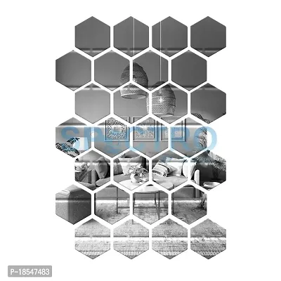 Spectro Mirror Stickers for Wall, Hexagon Mirror Wall Stickers, Acrylic Mirror Wall Sticker, Hexagonal Mirror Wall Sticker, Wall Mirror Stickers. Pack of 28