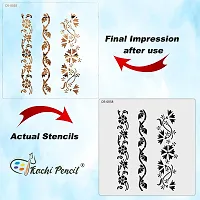 Kachi Pencil Floral Border Design Set of 3 Stencils for Art, Craft and Painting, Size 6x6 inch Reusable Stencil for Painting, Fabric, Glass, Wall Painting, and Craft Painting-thumb3