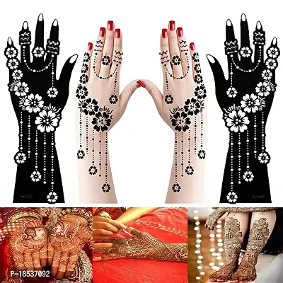 IVANA'S Premium Collection Large Heena Mehandi Tatto Stencil Set for Full Hand Arabian Design | Arabian Collection | Body Art | Heena Temporary Tatto for Girls  Women - (FD-16)