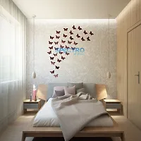 Spectro 40 Cut Butterfly Golden, Mirror Stickers for Wall, Wall Mirror Stickers, Wall Stickers for Hall Room, Bed Room, Kitchen.-thumb2