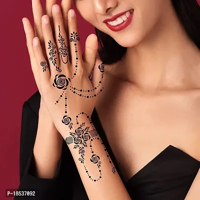 IVANA'S Premium Collection Large Heena Mehandi Tatto Stencil Set for Full Hand Arabian Design | Arabian Collection | Body Art | Heena Temporary Tatto for Girls  Women - (FD-16)-thumb4