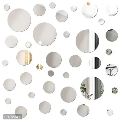 Spectro 66 Pieces Mirror Wall Decor Living Room, Silver Wallpaper for Kitchen, Hallway Polka Dot Wall Decals, Funky Circle Wall Stickers for Bedroom, Aesthetic Room Decor for Teen Girls.Easter Decor.