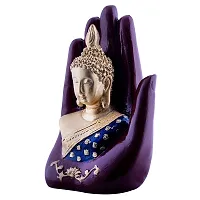 DEQUERA? gt; Handcrafted Palm Buddha Polyresin Showpiece for Home Decor, Diwali Gifts, Office, Study Table ((Maroon)-thumb3