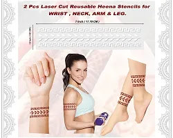Ivana's Set of 20 Pcs Combo Pack, Reusable Mehandi Design Sticker Stencils for Both Hand | Mehandi Design Stickers for Hand | Quick and Easy to Use, for Girls, Women, Kids  Teen, D-2130-thumb1