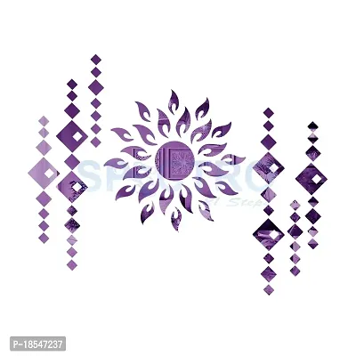 Spectro Sun with Diamond Shape Mirror Stickers for Wall, Acrylic Mirror Wall Decor Sticker, Wall Mirror Stickers, 3D Sticker Wall Stickers for Hall Room, Bed Room, Kitchen. Color : Purple