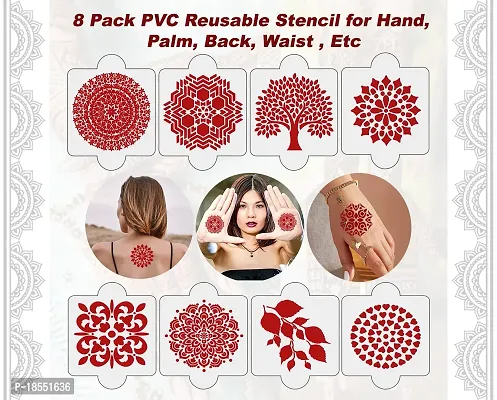 Ivana's Set of 20 Pcs Combo Pack, Reusable Mehandi Design Sticker Stencils for Both Hand | Stencil Henna | Quick and Easy to Use, for Girls, Women, Kids  Teen, D-2250-thumb3