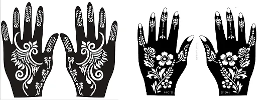 IVANA'S Heena Mehandi Tatto Stencil Set for | Hand | Body | Fingure | Face | Heena Art Temporary Tatto for Kids, Girls  Women, Design - Stencil-104, Black, M-thumb1