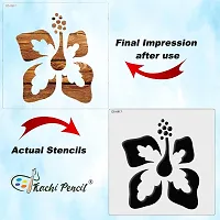 Kachi Pencil Hibiscus Flower Stencils for Art and Craft Painting, Size 6 x 6 inch Reusable Stencil for Painting, Fabric, Glass, Wall Painting, and Craft Painting-thumb3