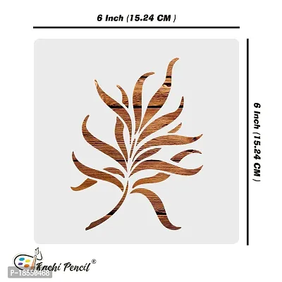 Kachi Pencil Leaf Art and Craft Stencils for Painting, Size 6 x 6 inch Reusable Stencil for Painting, Fabric, Glass, Wall Painting, and Craft Painting-thumb5