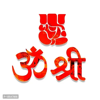 Spectro - Om Shree Ganesh Stickers Acrylic 3D Home Decoration Wall Stickers, Mirror Stickers for Wall Color : Orange