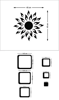 Spectro Acrylic Sun with 24 Square 3D Mirror Wall Stickers (Sun Size 45 cm x 45 cm) Color : Black-thumb4