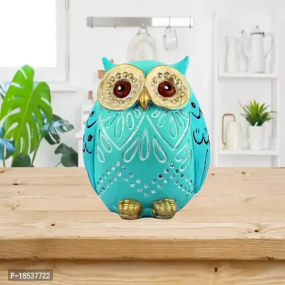 DEQUERA Owl Figurines Tabletop Statues and Figurines for Desktop Book Shelf Decor (Standing Still Style), Color : (Sky Blue)