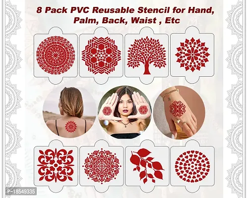 Ivana's Set of 20 Pcs Combo Pack, Reusable Mehandi Design Sticker Stencils for Both Hand | Mehandi Design Stickers for Hand | Quick and Easy to Use, for Girls, Women, Kids  Teen, D-2130-thumb3