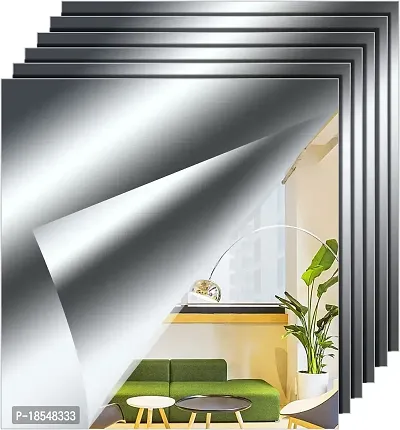 12 x 12 Acrylic Flexible Mirror Sheets, 12 Pack Self Adhesive Mirror Tiles