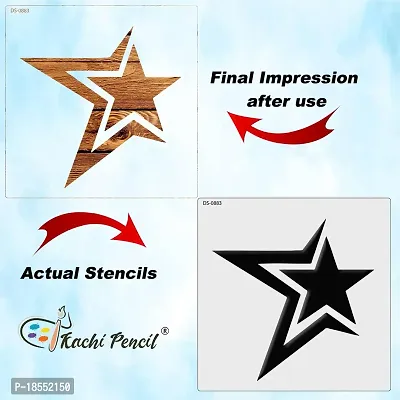 Kachi Pencil Caption America Star Art and Craft Stencils for Painting, Size 6 x 6 inch Reusable Stencil for Painting, Fabric, Glass, Wall Painting, and Craft Painting-thumb2