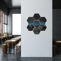 Spectro 7 Hexagon, Mirror Stickers for Wall, Hexagon Mirror Wall Stickers, Acrylic Mirror Wall Decor Sticker (Silver, Each Hexagon Size 121 Cm X 105-thumb1