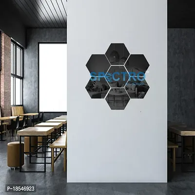 Spectro 7 Hexagon, Mirror Stickers for Wall, Hexagon Mirror Wall Stickers, Acrylic Mirror Wall Decor Sticker (Silver, Each Hexagon Size 121 Cm X 105-thumb2