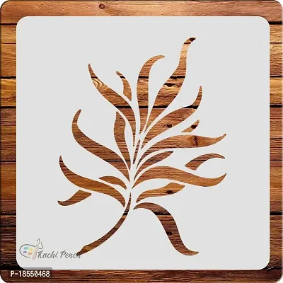 Kachi Pencil Leaf Art and Craft Stencils for Painting, Size 6 x 6 inch Reusable Stencil for Painting, Fabric, Glass, Wall Painting, and Craft Painting